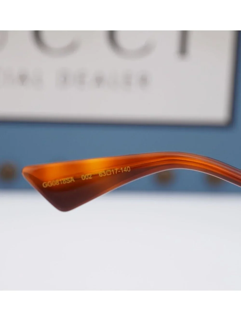 Gucci GG0818SA 002 Geometric Sunglasses - Gold / Brown